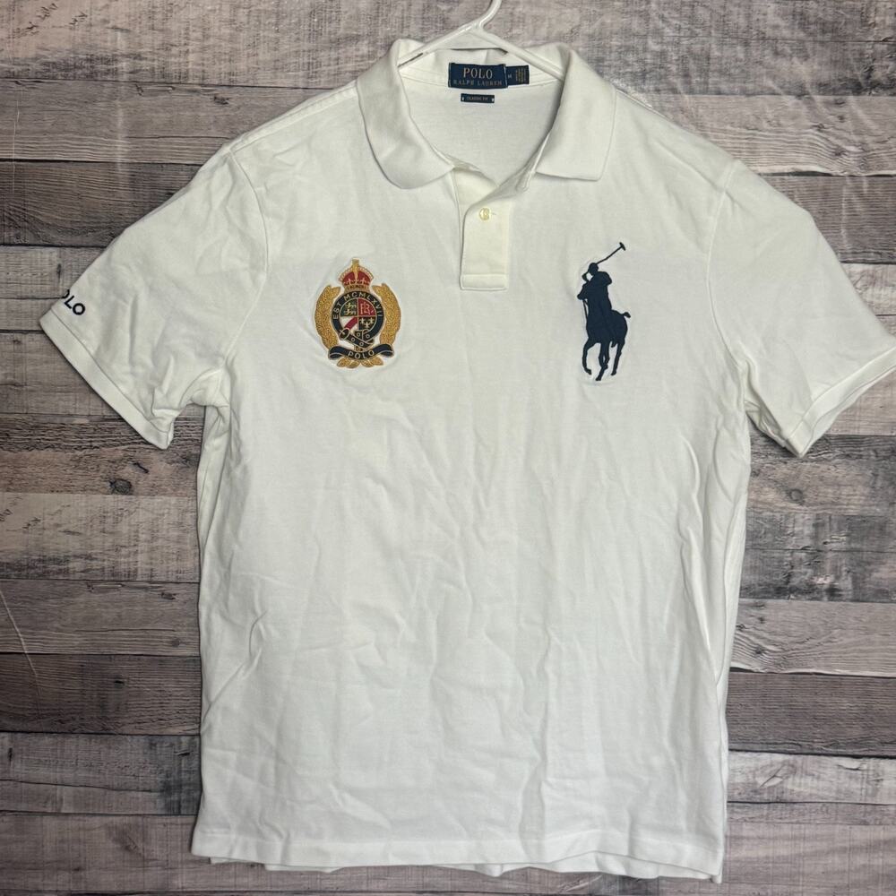 Polo Ralph Lauren Polo Shirt Mens Medium Big Pony White Classic Polo Crest
